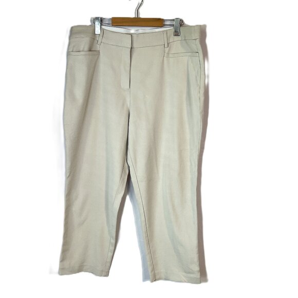 Ricki's Cropped Stretch Trousers - Khaki/Beige - Women's Size 16-Cotton blend - Picture 1 of 10